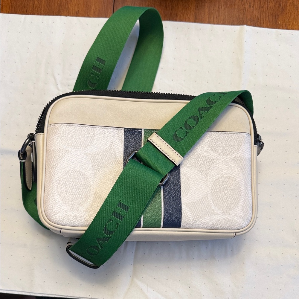 GRAHAM CROSSBODY BAG IN SIGNATURE CANVAS WITH VARSITY STRIPE